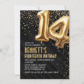 14. Geburtstag Gold Black Einladung (Vorderseite)
