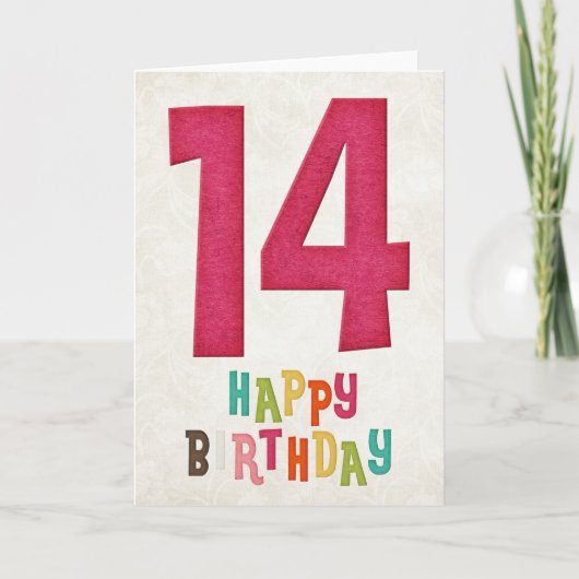 14. Geburtstag Happy Birthday Card Design Karte (Vorderseite)