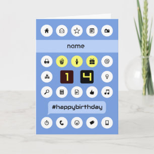 14. Geburtstag hinzufügen Name Computing personali Karte