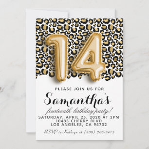 14. Geburtstag Leopard Tierwerbung Einladung