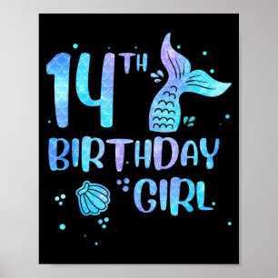 14. Geburtstag Mädchen Meerjungfrau 14. Kleinkinde Poster