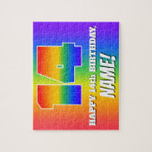 14. Geburtstag — mehrfarbiges Regenbogenmuster "14 Puzzle (Vertikal)