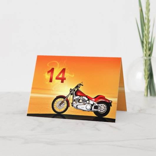 14. Geburtstag Motorradreisatz Karte (Vorderseite)