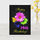 14. Geburtstag Neon daisies Karte (Gelbe Blume)