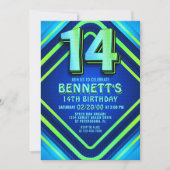 14. Geburtstag Neon Einladung (Vorderseite)