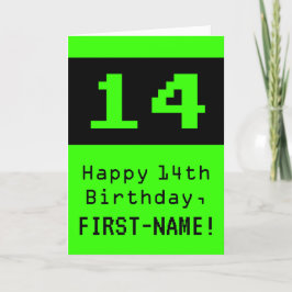 14. Geburtstag: Nerdy / Geeky Style "14" und Name Karte