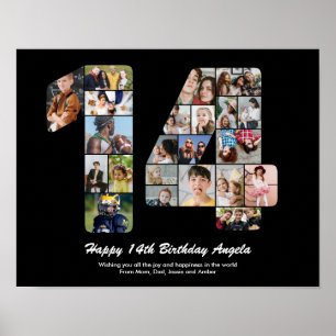 14. Geburtstag Nr. 14 Custom Foto Collage Poster