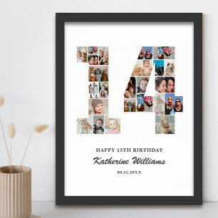 14. Geburtstag Nr. 14 Custom Foto Collage Poster