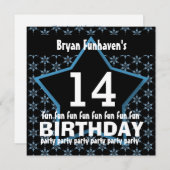 14. Geburtstag oder IRGENDEIN JAHR Schwarzes Einladung (Vorne/Hinten)