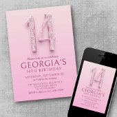 14. Geburtstag Pink Diamonds Einladung