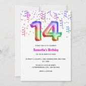 14. Geburtstag Regenbogen Glitzer farbenfrohe Part Einladung (Vorderseite)