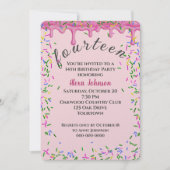 14. Geburtstag rosa Icing und Sprinkles Einladung (Vorderseite)