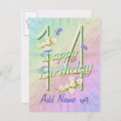 14. Geburtstag Schmetterling Tanz Postkarte (Vorne/Hinten)