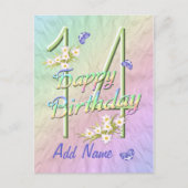 14. Geburtstag Schmetterling Tanz Postkarte (Vorderseite)