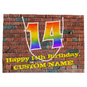 14. Geburtstag: Spaß, Graffiti-Inspiriert Regenbog Große Geschenktüte (Rückseite)