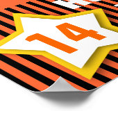 14. Geburtstag Star Banner Custom S04A ORANGE Poster (Ecke)