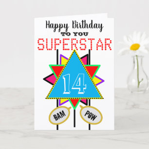 14. Geburtstag Superstar Blau JEDES ALTER Karte