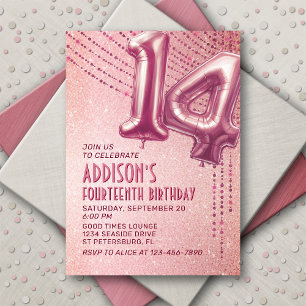 14. Geburtstag Teen Girl Rose Gold Einladung