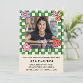 14. Geburtstagseinladungen Retro Groovy Blume Einladung (Stehend Vorderseite)