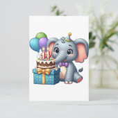 14. Geburtstagselefant RSVP Karte (Stehend Vorderseite)