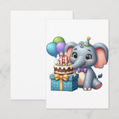 14. Geburtstagselefant RSVP Karte (Vorne/Hinten)