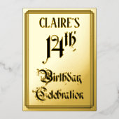 14. Geburtstagsparty — Elegantes Script + Individu Folieneinladung (Vorderseite)