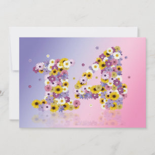 14. Geburtstagsparty mit Blumenbriefen Einladung