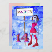 14. Geburtstagsparty - Unterschrift - Einladung (Vorne/Hinten)