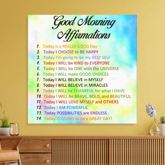 14 Gute Morgennachweise - Positives Denken C Leinwanddruck (Insitu (Wohnzimmer))