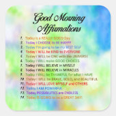 14 Gute Morgennachweise - positives Denken Quadratischer Aufkleber (Vorderseite)