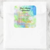 14 Gute Morgennachweise - positives Denken Quadratischer Aufkleber (Tasche)