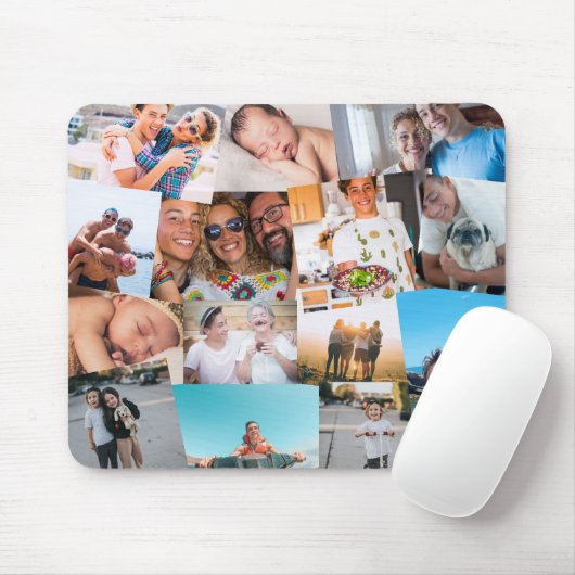 14 Haphazardly Overlapping Photos Collage Template Mousepad (Mit Mouse)