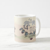 14. Hochzeit-Anniversary-Opal & Elefanten Kaffeetasse (VorderseiteRechts)