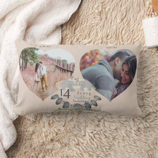 14. Hochzeitstag 2 Fotos Herz Lendenkissen (Decke)