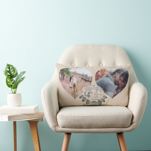 14. Hochzeitstag 2 Fotos Herz Lendenkissen (Stuhl )