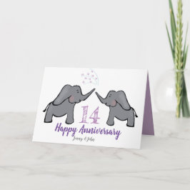 14. Hochzeitstag des Elfenbeins niedliche Elefante Karte