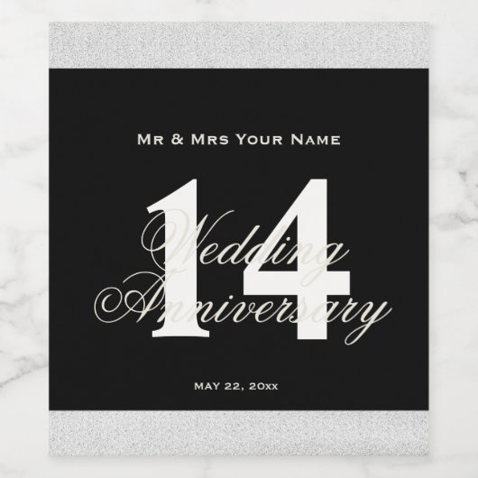 14. Hochzeitstag Eigenes Weinlabel Weinetikett (Einzelnes Label)