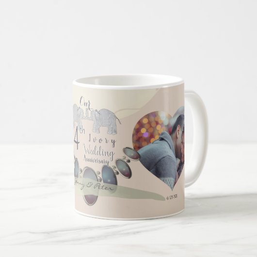 14. Hochzeitstag Elfenbein  Kaffeetasse (VorderseiteRechts)