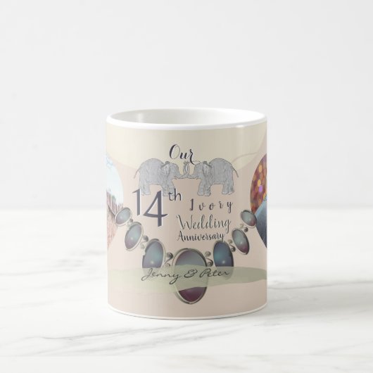 14. Hochzeitstag Elfenbein  Kaffeetasse (Mittel)