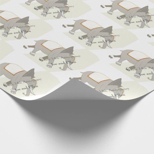 14. Hochzeitstag, Elfenbeinjubiläum Geschenkpapier (Ecke)