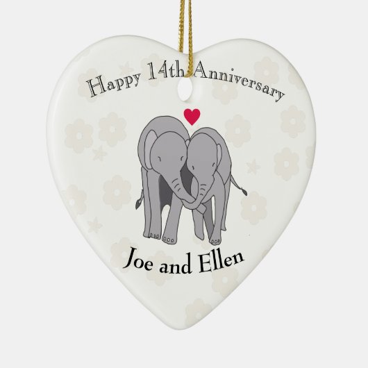 14. Hochzeitstag, Elfenbeinjubiläum Keramik Ornament (Rechts)