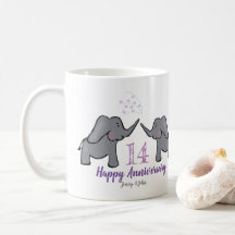 14. Hochzeitstag für Elfenbein niedlicher Elefant
