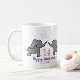 14. Hochzeitstag für Elfenbein niedlicher Elefant Kaffeetasse