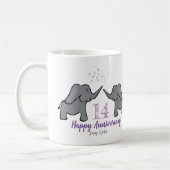 14. Hochzeitstag für Elfenbein niedlicher Elefant Kaffeetasse (Links)