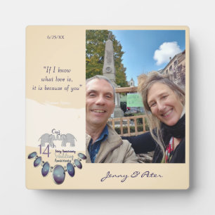 14. Hochzeitstag in Elfenbein Fotoplatte