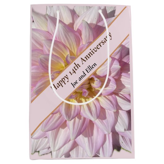 14. Hochzeitstag Mittlere Geschenktüte (Vorderseite)