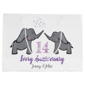 14. Hochzeitstag niedlicher Elefant Große Geschenktüte (Rückseite)