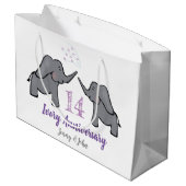 14. Hochzeitstag niedlicher Elefant Große Geschenktüte (Rückseite Schrägansicht)