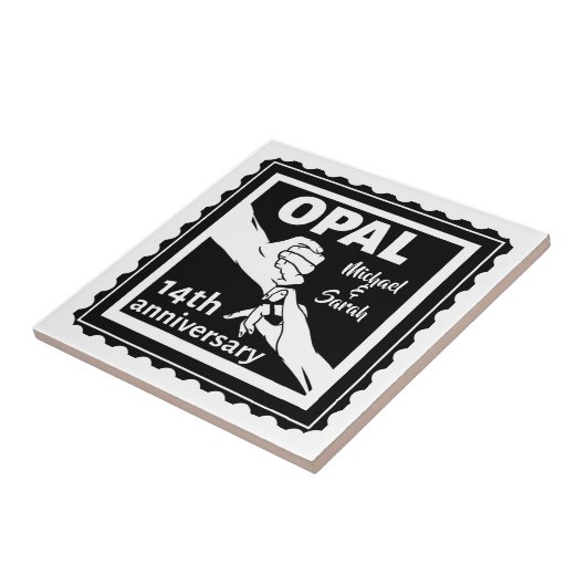 14. Hochzeitstag Opal traditionelle Fliese (Seite)