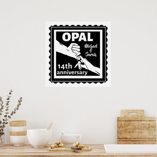 14. Hochzeitstag Opal traditionelle Poster (Küche)
